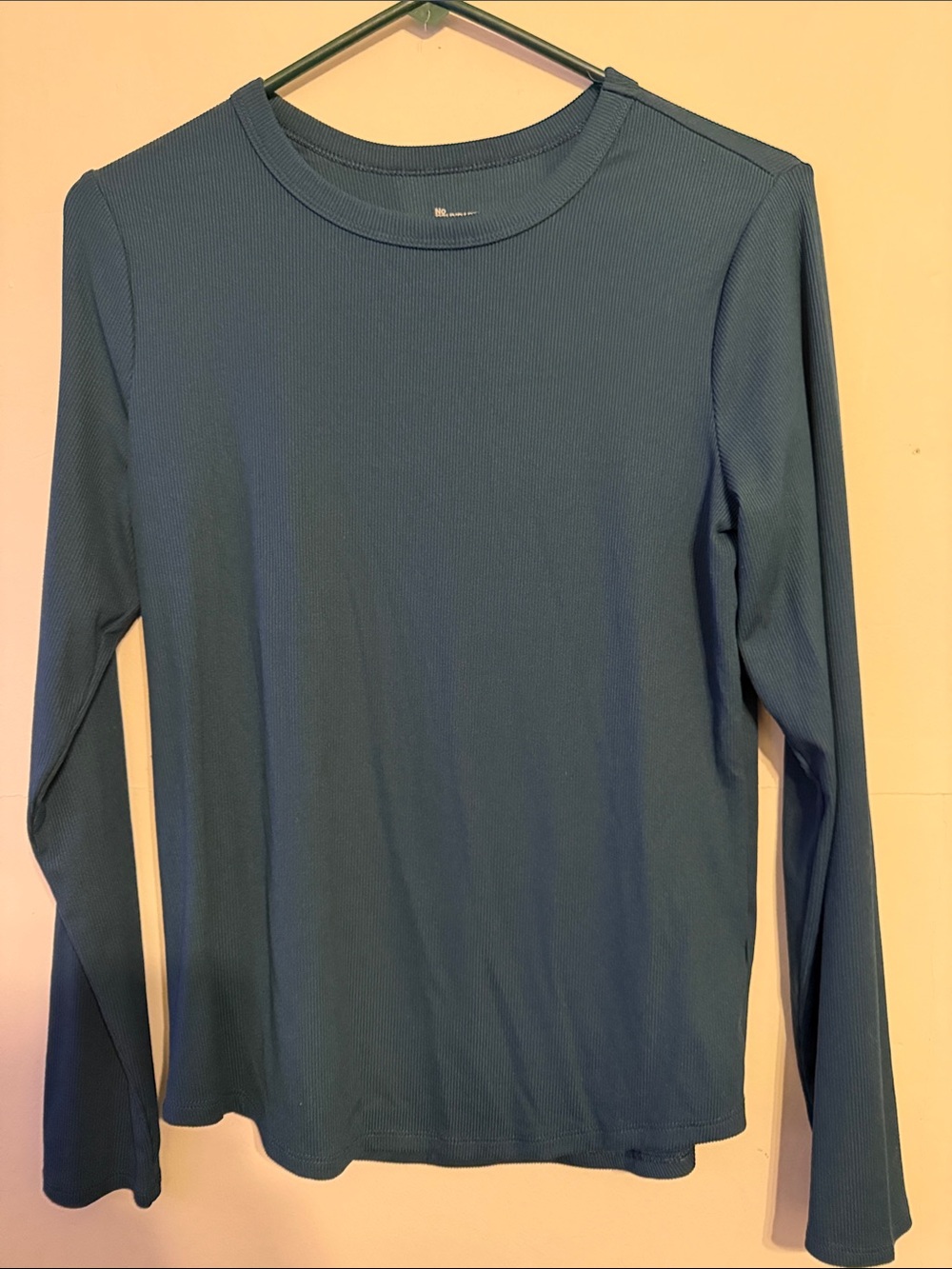 No Boundaries Long Sleeve Ribbed Crewneck Top - Teal